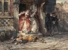 Le duel by Eugène Isabey, 1867, Gouache, sold Dec 2012