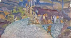 Les porteurs by Alexandre Jacovleff, Gouache, sold Dec 2012