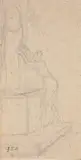 Femme puisant de l'eau by Jean-François Millet, Crayon noir sur papier beige, sold Nov 2012