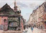 Rue annimée by Pierre Jacques Pelletier, Pastel, sold Nov 2012