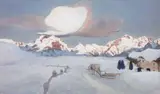 Die Alper in Winter by Gottardo Guido Segantini, Aquatinte en couleur, sold Oct 2012