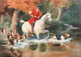 Scène de chasse à courre by Georges Louis Charles Busson, Aquarelle, sold Oct 2012