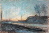 Paysage de fin du jour by Maximilien Luce, Fusain et pastel gras, sold Oct 2012