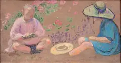 Enfant au jardin by Agustín Carrera, Gouache sur carton, sold Oct 2012