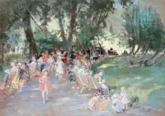 Au parc by Fred Money, Pastel sur carton, sold Jun 2012