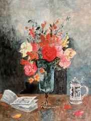 Roses et mufliers by Roland Oudot, Aquarelle, sold Jun 2012