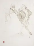Réjane et Galipaux dans Madame Sans-Gêne, 1893. Wittrock 44; Delteil 52. 316 x 260 mm by Henri de Toulouse-Lautrec, Lithographie, impression en vert olive, sold May 2012