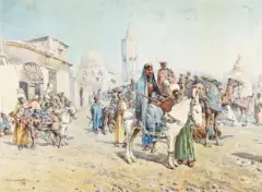 Scène animée au Caire by Mariano de Franceschi, Aquarelle, sold May 2012