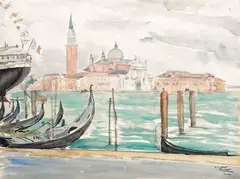 Venise by Gilbert Privat, Aquarelle, sold May 2012