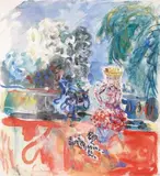 Sur la terrasse à Menton by Kostia Terechkovitch, Aquarelle, sold May 2012