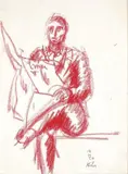 Le liseur by Jean Hélion, 1950, Crayon rouge sur papier, sold May 2012