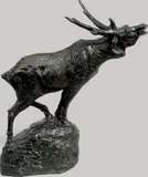 Le brame du cerf by Maurice Prost, Bronze à patine brune, sold Apr 2012