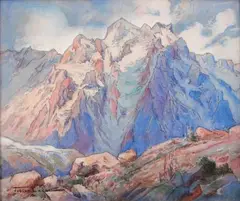 Le pic Gaspard, la Meije by Julien Lacaze, Aquarelle et fusain, sold Apr 2012
