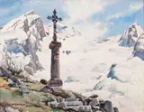 La croix de Balme à la Clusaz by Eugène Bernhardt, Aquarelle, sold Apr 2012
