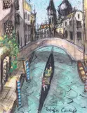 Promenade en gondole by Emilios Coukidis, 1994, Aquarelle gouachée, sold Apr 2012