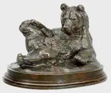 Ours assis by Antoine-Louis Barye, Epreuve en bronze à patine brun vert nuancé, sold Mar 2012