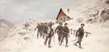 21e Régiment de chasseurs Alpins en manoeuvre by Pierre Comba, Aquarelle, sold Feb 2012