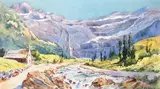 Le cirque de Gavarnie by Louis Ernest Lessieux, Aquarelle, sold Feb 2012