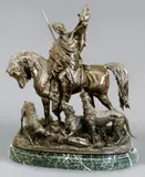 Kabyle au retour de la chasse by Arthur Waagen, Bronze à patine brune, sold Jan 2012
