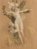Femme nue contre un arbre by Antoine Calbet, Aquarelle, sold Dec 2019