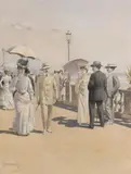 Sur la Croisette by Johannes Leonhard, 1906, Gouache, sold Dec 2019