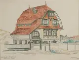 Villa « La Flamme » à Hardelot Plage by Léopold Survage, 1924, Aquarelle sur panneau, sold Dec 2019