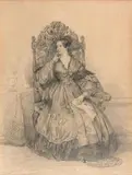 Portrait de femme assise by Achille Devéria, Crayon noir, sold Nov 2019
