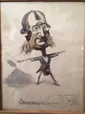Portrait d'Offenbach avec un envoi à Georges Clairin, sept. 1877 by Gaston Béthune, Aquarelle signée en bas à droite, sold May 2019