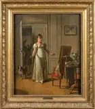 Une femme surprise by Martin Drolling, Panneau de chêne, (traces de renforts) renforcé, sold Mar 2019
