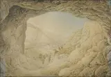 Paysage vue d'une grotte by Christophe Rheiner, Crayon noir, plume et encre de Chine, aquarelle, sold Jan 2019