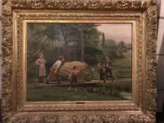 Le retour du foin by César Pattein, Toile, sold Jan 2019