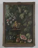 Nature morte de pêches, raisins, figues, grenades et pastèques by Giovanni Stanchi Dei Fiori, Toile, sold Nov 2018
