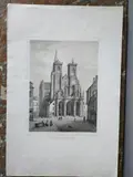 Façade de la l'église Notre Dame de Semur by Eugène Claude Nicolas Nesle, Lithographie Issue de Statistique monumentale et pittoresque de la Côte d'Or, arrondisseme, sold Oct 2018