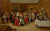 Le bal masqué by Hieronymous Francken II, 1608, Toile, sold Oct 2018