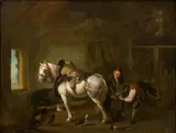 Le maréchal ferrant by Jacques-Albert Senave, Panneau de noyer, sold Oct 2018