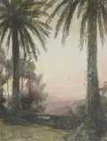 Paysage exotique by Louis Aston Knight, Pastel signé en bas à gauche, sold Jun 2018