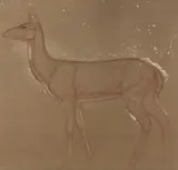 Biche by Auguste Trémont, Sanguine, fusain et craie blanche, sold Jun 2018