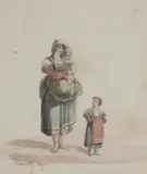 Jeune paysanne avec ses deux enfants by Charlotte Julie Bonaparte, 1819, Aquarelle, sold Mar 2018