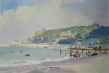 La plage by Rene Louis Pean, Gouache, sold Apr 2023