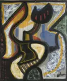 Sans-titre by Jean-Michel Atlan, 1956, Pastel sur papier gris, sold Apr 2023