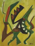 Sans-titre, de la suite Graffiti, circa 1946/1947 by Jean-Michel Atlan, Technique mixte, huile et gouache sur papier, sold Apr 2023
