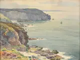 Cap Fréhel, la pointe des grottes by Léon Hamonet, Aquarelle, sold Mar 2023