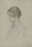 Portrait de femme by Georges Binet, Crayon noir et rehauts de pastel, sold Mar 2023