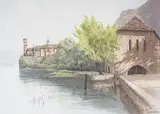 Le port de Hautecombe by Joanny Drevet, Aquatinte en couleur signée en bas à droite et justifiée, sold Dec 2022