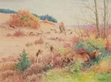 Scène de vénerie Rallye Bercé by Joseph Oberthur, Aquarelle signée en bas à droite Dim, sold Jun 2016