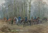 Équipage Saint-Rémy-en-Retz, le départ pour la chasse by Karl Reille, Aquarelle sur papier, sold Jun 2021