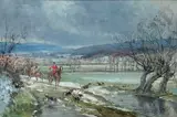 Scène de vénerie : Le bien-aller by Karl Reille, Aquarelle sur papier, sold Jun 2021