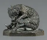 Loup pris au piège by Christophe Fratin, Bronze à patine brune nuancée, sold Jun 2021