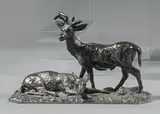 Cerf et biche by Christophe Fratin, Bronze à patine brune nuancée, sold Jun 2021