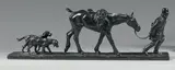 Le retour de chasse ou «Au bon vieux temps by Gaston d'Illiers, Bronze à patine noire, sold Jun 2021